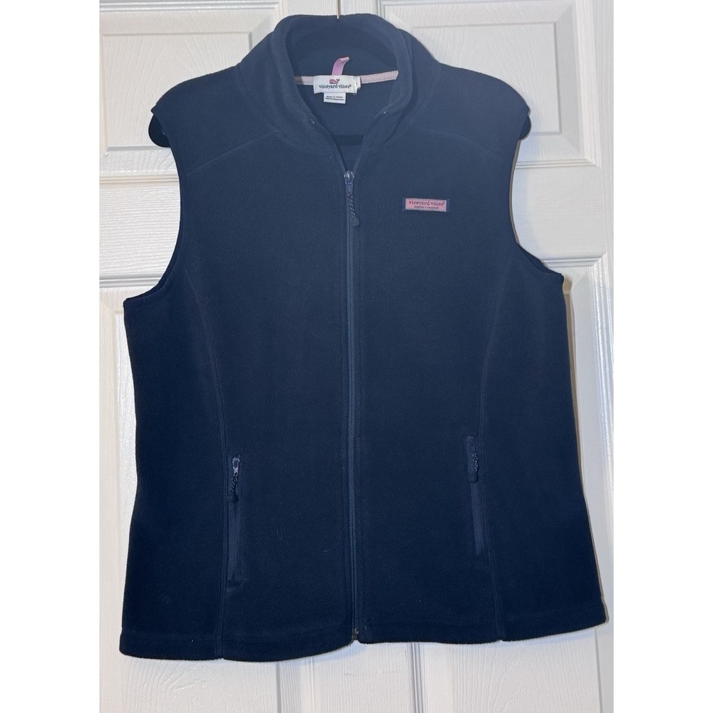 Vineyard Vines Men's Navy Blue Full Zip Fleece Vest Size Medium - Picture 2 of 5